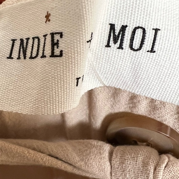 Tan Midi A-Line Skirt with Tie Front for Casual Wear - Picture 3 of 3